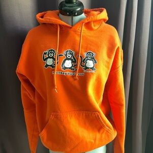Gildan Orange Hoodie with Monkey Print